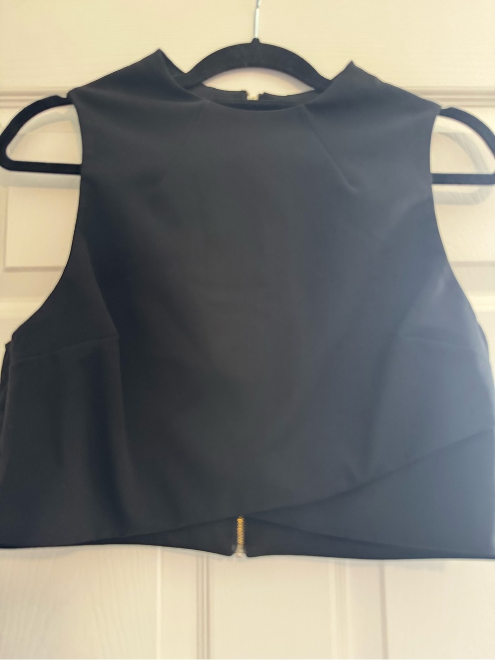 Topshop Black Sleeveless Crop Top with Gold Zip
